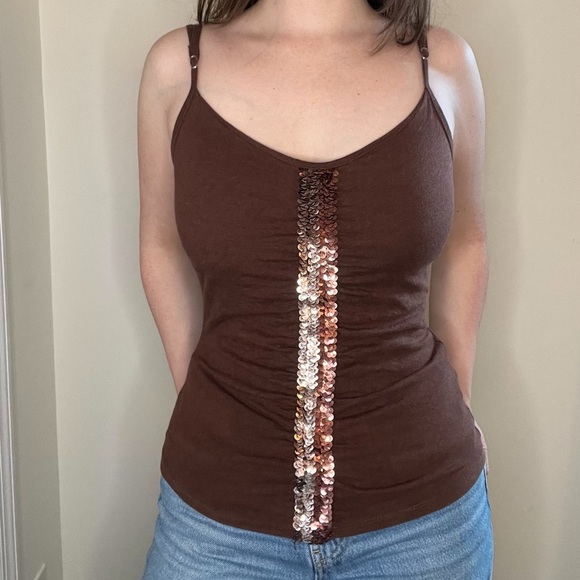 Next Era couture Brown Y2K Sequin Embellished size small - Picture 1 of 11